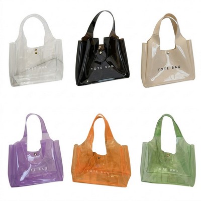 Transparent PVC Jelly Tote Bag with Shoulder Straps - Clear Stadium Approved Bag