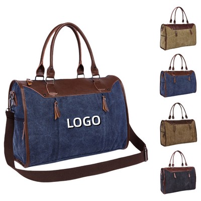 Vintage Canvas Leather Travel Tote Bag