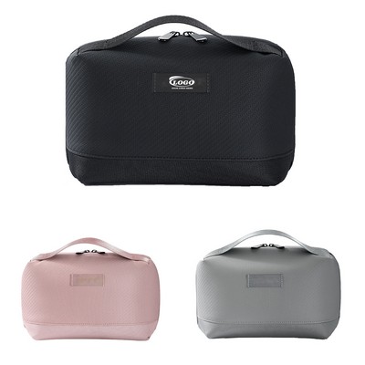 Double Zipper Canvas Travel Toiletries Storage Bag