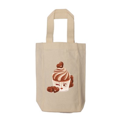 12 Oz. Canvas Double Bottle Wine Tote (5.5" x 10.5" x 3")