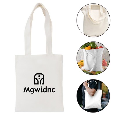Small White Eco-Friendly Canvas Tote Bag - Reusable, Durable
